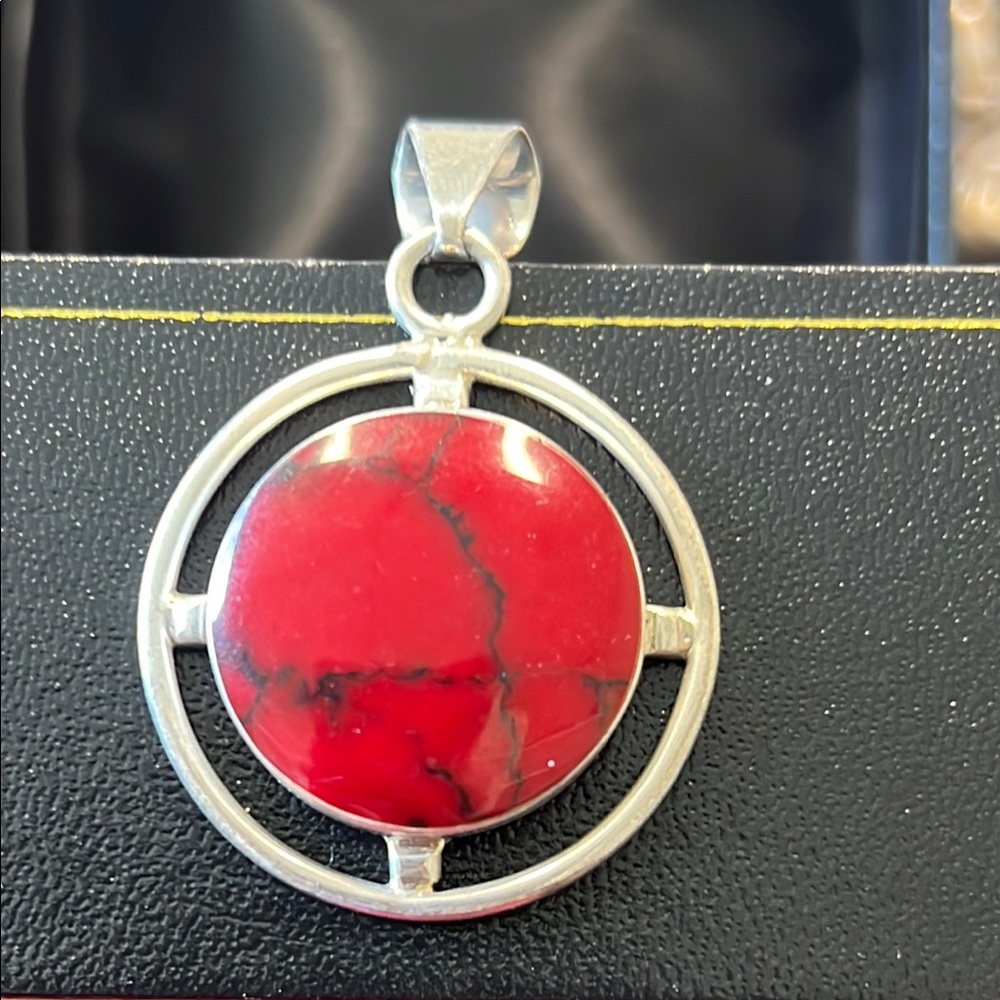 Silver and red jasper  Pendant